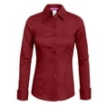 thumbnail image 1 of J. METHOD Women's Button Down Shirt Long Sleeve Roll Up Stretch Collar Office Work Formal Casual Basic Blouse Top NEWT04 Burgundy 2X, 1 of 5