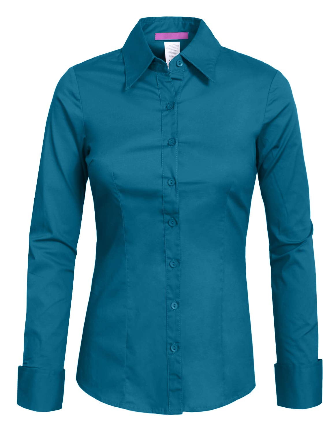 METHOD Women's Button Down Shirt Long Sleeve Roll Up Stretch