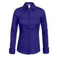 thumbnail image 1 of J. METHOD Women's Button Down Shirt Long Sleeve Roll Up Stretch Collar Office Work Formal Casual Basic Blouse Top NEWT04 Royal Blue 3X, 1 of 6