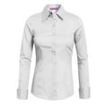 thumbnail image 1 of J. METHOD Women's Button Down Shirt Long Sleeve Roll Up Stretch Collar Office Work Formal Casual Basic Blouse Top NEWT04 White 1X, 1 of 5