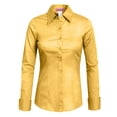 thumbnail image 1 of J. METHOD Women's Button Down Shirt Long Sleeve Roll Up Stretch Collar Office Work Formal Casual Basic Blouse Top NEWT04 Yellow 3X, 1 of 5