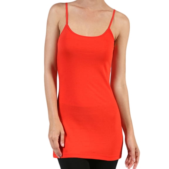 J. METHOD Women's Camisole Basic Solid Adjustable Spaghetti Strap Sleeveless Light Weight Stretch Tank Cami Top NEWT126 Orange M