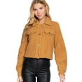 thumbnail image 1 of J. METHOD Women's Crop Jacket Faux Fur Snap Button Long Sleeve Casual Cropped Shacket Outerwear, 1 of 5