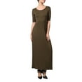 thumbnail image 1 of J. METHOD Women's Half Sleeve Scoop Neck Plain Modest Maxi Long Dress NEWDR44 Olive S, 1 of 6