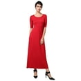 thumbnail image 1 of J. METHOD Women's Half Sleeve Scoop Neck Plain Modest Maxi Long Dress NEWDR44 Red M, 1 of 6
