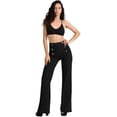 thumbnail image 1 of J. METHOD Women’s High Waisted Sailor Bell Bottom Elastic Waist Long Pants Made in USA NEWP44 Black M, 1 of 5