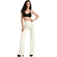 thumbnail image 1 of J. METHOD Women’s High Waisted Sailor Bell Bottom Elastic Waist Long Pants Made in USA NEWP44 Ivory S, 1 of 5