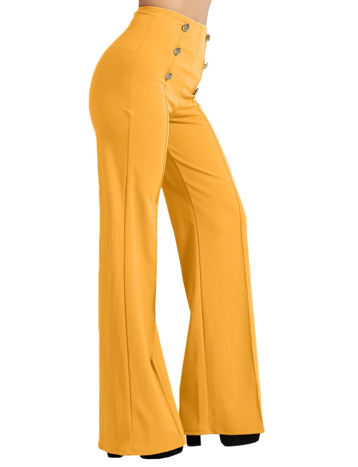 J. METHOD Women’s High Waisted Sailor Bell Bottom Elastic Waist Long ...