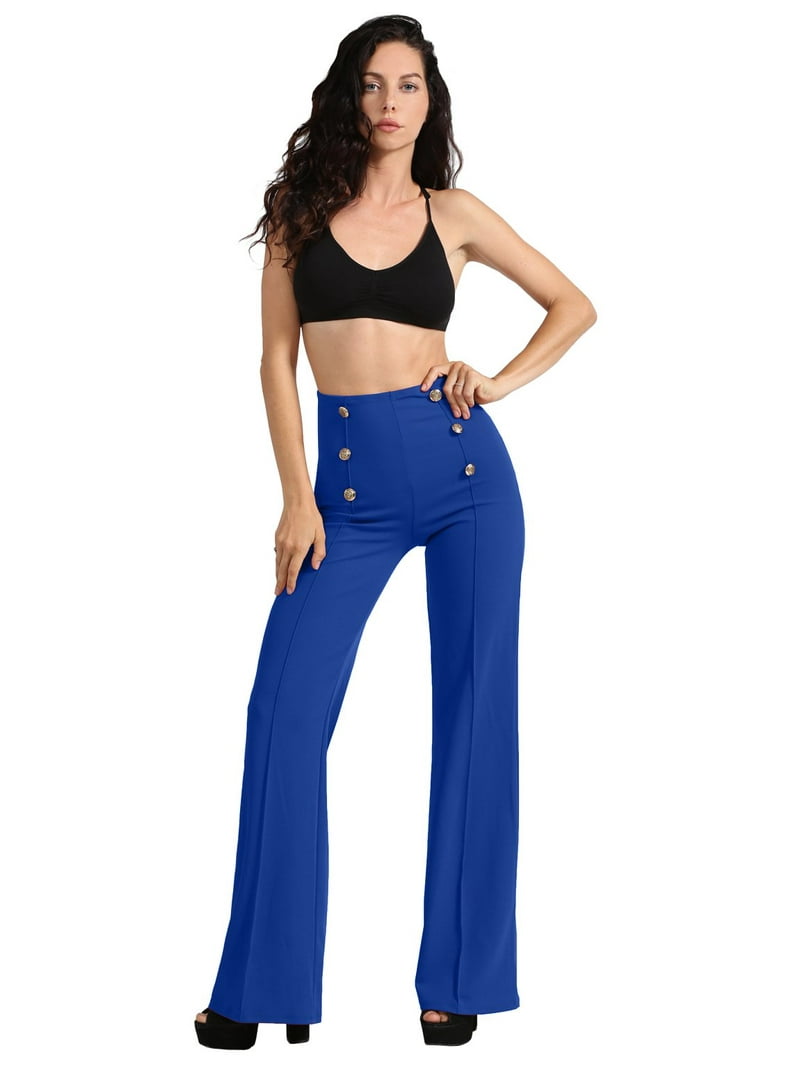 J. METHOD Women's High Waisted Sailor Bell Bottom Elastic Waist