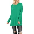 thumbnail image 1 of J. METHOD Women’s Knit Sweater Long Sleeve Round Neck Thermal Waffle Warm Casual Tunic Pullover Side Slit Knitted Top NEWT392 Kellygreen S, 1 of 5