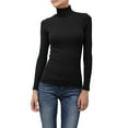 thumbnail image 1 of J. METHOD Women's Light Weight Basic Long Sleeve Turtleneck Knit Ribbed Shirt Sweater Mock Neck Top NEWT88 Black 3X, 1 of 4