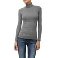 thumbnail image 1 of J. METHOD Women's Light Weight Basic Long Sleeve Turtleneck Knit Ribbed Shirt Sweater Mock Neck Top NEWT88 HGrey S, 1 of 6