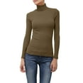thumbnail image 1 of J. METHOD Women's Light Weight Basic Long Sleeve Turtleneck Knit Ribbed Shirt Sweater Mock Neck Top NEWT88 Olive 1XL, 1 of 6
