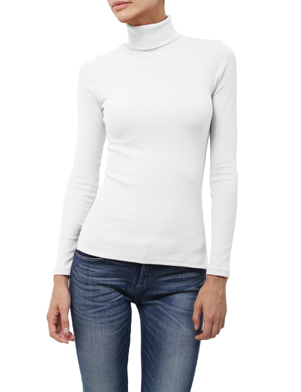 J. METHOD Women's Light Weight Basic Long Sleeve Turtleneck Knit Ribbed ...