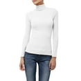 thumbnail image 1 of J. METHOD Women's Light Weight Basic Long Sleeve Turtleneck Knit Ribbed Shirt Sweater Mock Neck Top NEWT88 White M, 1 of 6