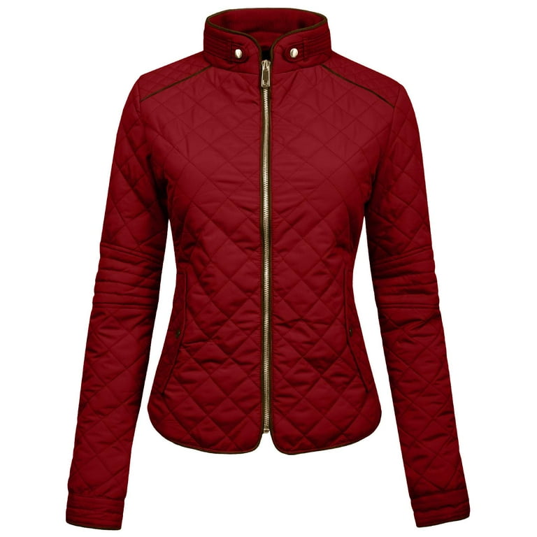 Burgundy store quilted jacket