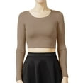 thumbnail image 1 of J. METHOD Women's Long Sleeve Scoop Neck Crop Top Solid Basic Casual Cropped T Shirts NEWT19 Mocha S, 1 of 6
