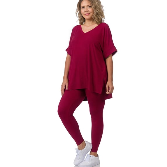 J. METHOD Women's Loungewear Set - 2 Piece Outfit Short Sleeve V-Neck Top and Leggings Soft Brushed Microfiber Fabric S-3XL