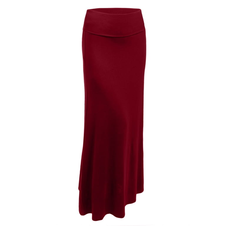 METHOD Women's Maxi Skirt High Waisted Fold Over Elastic