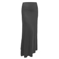 thumbnail image 1 of J. METHOD Women's Maxi Skirt High Waisted Fold Over Elastic Waistband Jersey Stretch Skirts Made in USA NEWSK05 Charcoal M, 1 of 5