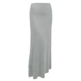 thumbnail image 1 of J. METHOD Women's Maxi Skirt High Waisted Fold Over Elastic Waistband Jersey Stretch Skirts Made in USA NEWSK05 Heather Gray L, 1 of 5