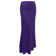 thumbnail image 1 of J. METHOD Women's Maxi Skirt High Waisted Fold Over Elastic Waistband Jersey Stretch Skirts Made in USA NEWSK05 Purple L, 1 of 5