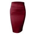 thumbnail image 1 of J. METHOD Women's Midi Skirt Stretch Knit Bodycon Slim Fit Office Elastic Waist Pencil Solid Skirts Made in USA NEWSK10 Burgundy XL, 1 of 5
