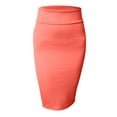 thumbnail image 1 of J. METHOD Women's Midi Skirt Stretch Knit Bodycon Slim Fit Office Elastic Waist Pencil Solid Skirts Made in USA NEWSK10 Coral S, 1 of 5