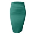 thumbnail image 1 of J. METHOD Women's Midi Skirt Stretch Knit Bodycon Slim Fit Office Elastic Waist Pencil Solid Skirts Made in USA NEWSK10 Jadegreen M, 1 of 5