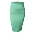 thumbnail image 1 of J. METHOD Women's Midi Skirt Stretch Knit Bodycon Slim Fit Office Elastic Waist Pencil Solid Skirts Made in USA NEWSK10 Mint S, 1 of 5