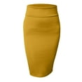 thumbnail image 1 of J. METHOD Women's Midi Skirt Stretch Knit Bodycon Slim Fit Office Elastic Waist Pencil Solid Skirts Made in USA NEWSK10 Mustard S, 1 of 5