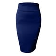 thumbnail image 1 of J. METHOD Women's Midi Skirt Stretch Knit Bodycon Slim Fit Office Elastic Waist Pencil Solid Skirts Made in USA NEWSK10 Navy M, 1 of 5