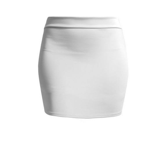 J. METHOD Women's Mini Skirt Stretch Knit Bodycon Slim Fit Pencil Solid Skirts Made in USA NEWSK09 White L