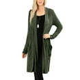 thumbnail image 1 of J. METHOD Women's Open Front Long Sleeve Cardigan Casual Basic Lightweight Soft Sweater with Slouchy Pockets NEWJ1440 Army Green L, 1 of 5