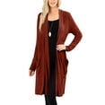 thumbnail image 1 of J. METHOD Women's Open Front Long Sleeve Cardigan Casual Basic Lightweight Soft Sweater with Slouchy Pockets NEWJ1440 Dark Rust S, 1 of 5