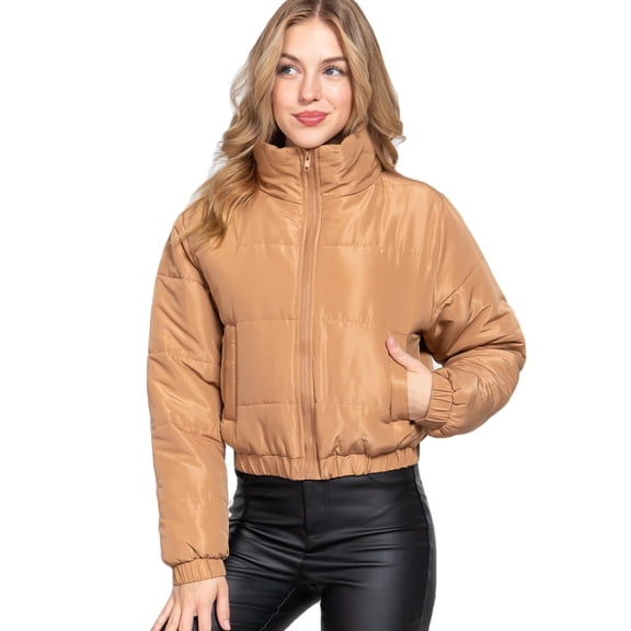 J. METHOD Women's Puffer Jacket Long Sleeve Padding Coat Casual Zipper Clouser Warm Outerwear