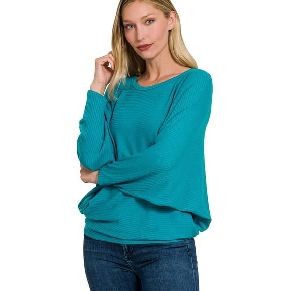 J. METHOD Women's Pullover Sweater - Batwing Long Sleeve Boat Neck Ribbed Soft Knit Top S-3XL
