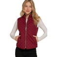 thumbnail image 1 of J. METHOD Women’s Quilted Vest – Lightweight Sleeveless Full Zip Up Casual Stand Collar Padding Gilet Jacket with Pockets, 1 of 5