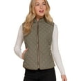 thumbnail image 1 of J. METHOD Women’s Quilted Vest – Lightweight Sleeveless Full Zip Up Casual Stand Collar Padding Gilet Jacket with Pockets, 1 of 6