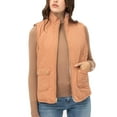 thumbnail image 1 of J. METHOD Women’s Quilted Vest Reversible Lightweight Sleeveless Full Zip Up Faux Fur Lining Gilet Jacket with Pockets NEWV44 Clay 3XL, 1 of 6