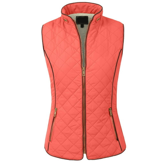 J. METHOD Women’s Quilted Vest Reversible Lightweight Sleeveless Full Zip Up Faux Fur Lining Gilet Jacket with Pockets NEWV44 Dusty Pink 3XL