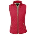 thumbnail image 1 of J. METHOD Women’s Quilted Vest Reversible Lightweight Sleeveless Full Zip Up Faux Fur Lining Gilet Jacket with Pockets NEWV44 Red 2XL, 1 of 6