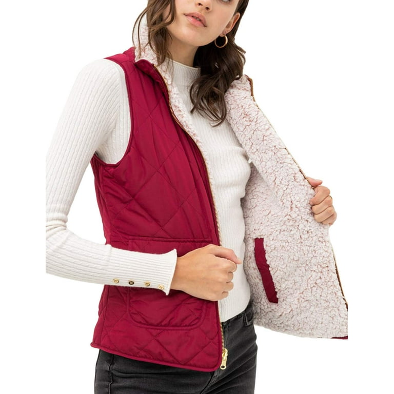J. METHOD Women s Quilted Vest Reversible Lightweight Sleeveless