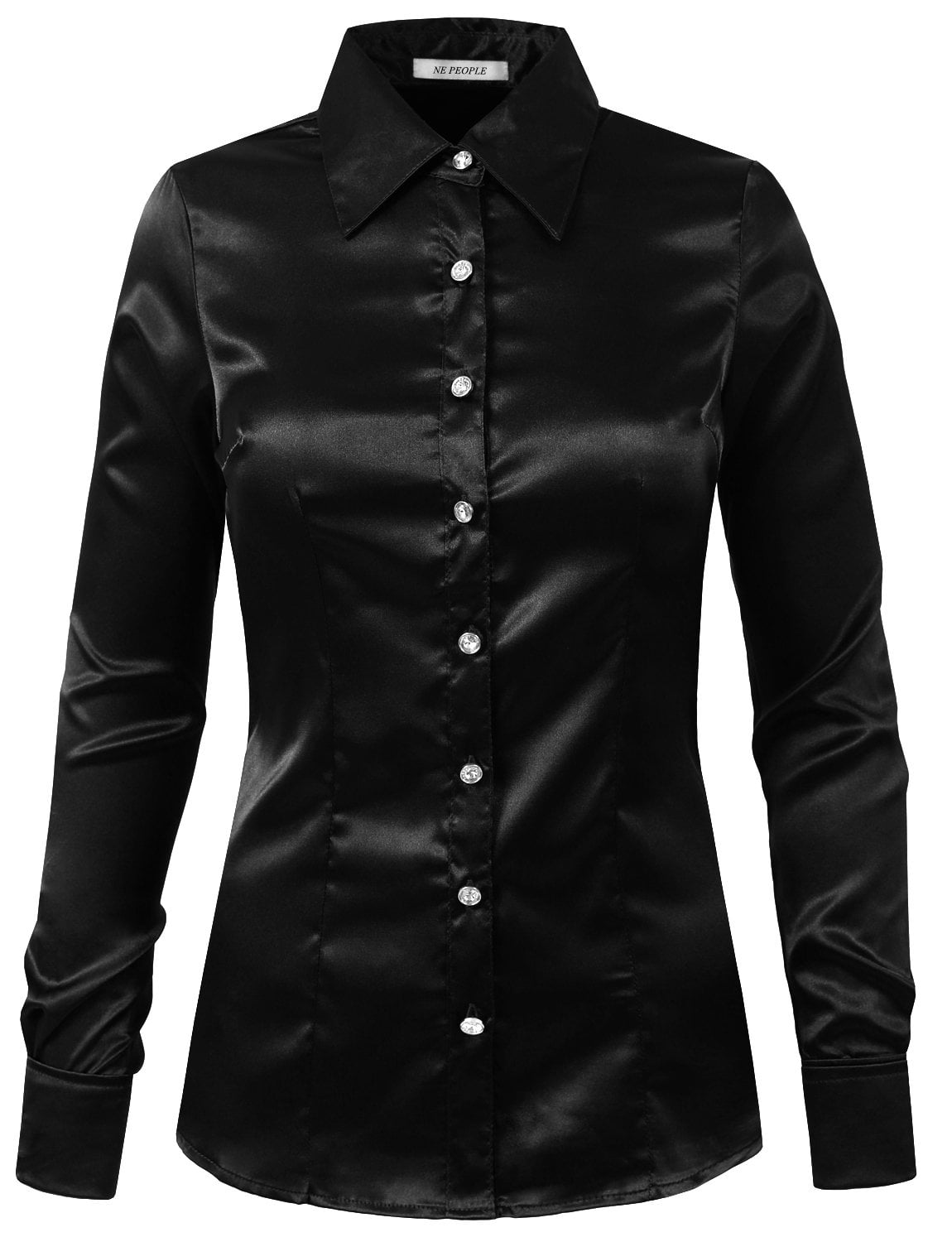 Black satin button down blouse sale
