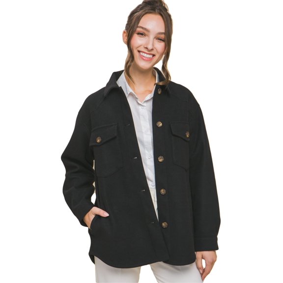 J. METHOD Women’s Shirts Jacket Casual Button Down Long Sleeve Oversized Shacket with Chest Pockets