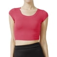 thumbnail image 1 of J. METHOD Women's Short Sleeve Scoop Neck Crop Top Solid Basic Casual Cropped T Shirts NEWT18 Coral L, 1 of 6
