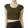 thumbnail image 1 of J. METHOD Women's Short Sleeve Scoop Neck Crop Top Solid Basic Casual Cropped T Shirts NEWT18 Olive L, 1 of 6