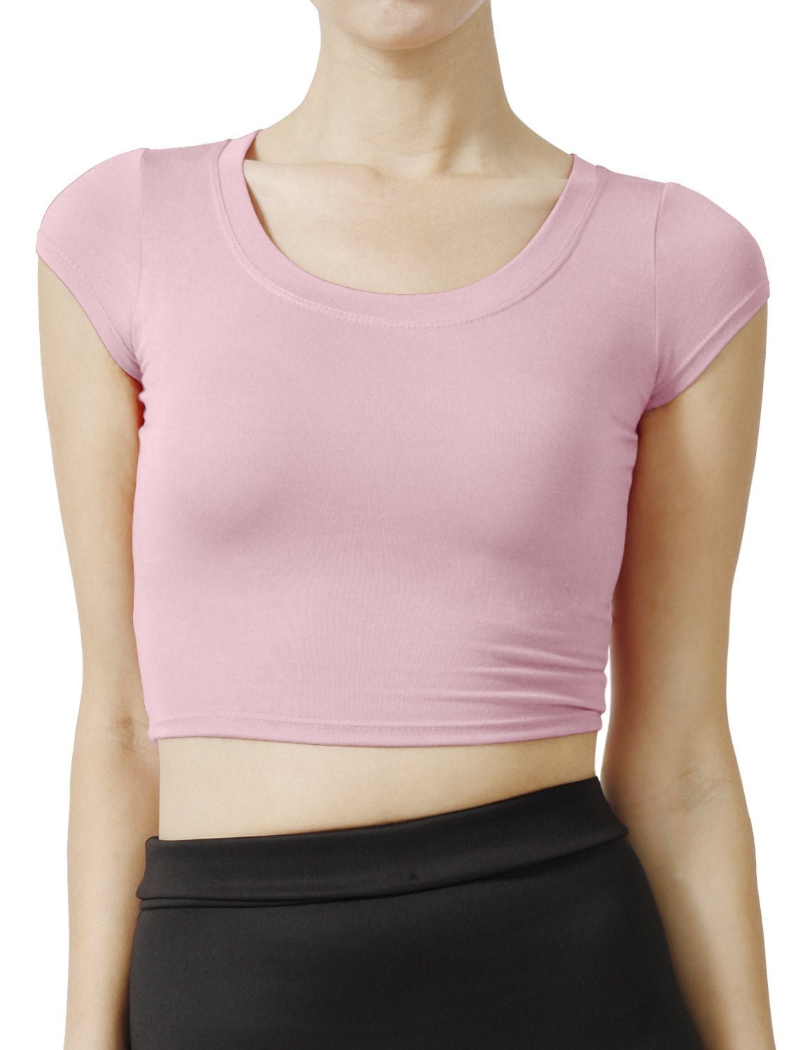 Pink plain cropped t shirt, T shirt crop tops for women