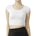 thumbnail image 1 of J. METHOD Women's Short Sleeve Scoop Neck Crop Top Solid Basic Casual Cropped T Shirts NEWT18 White S, 1 of 6