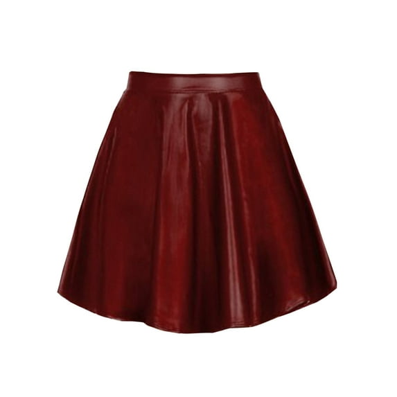 J. METHOD Women’s Skater Skirt Elastic Waist Casual Mini Flared Swing Pleated Skirts Made in USA NEWSK06 Matte Burgundy S